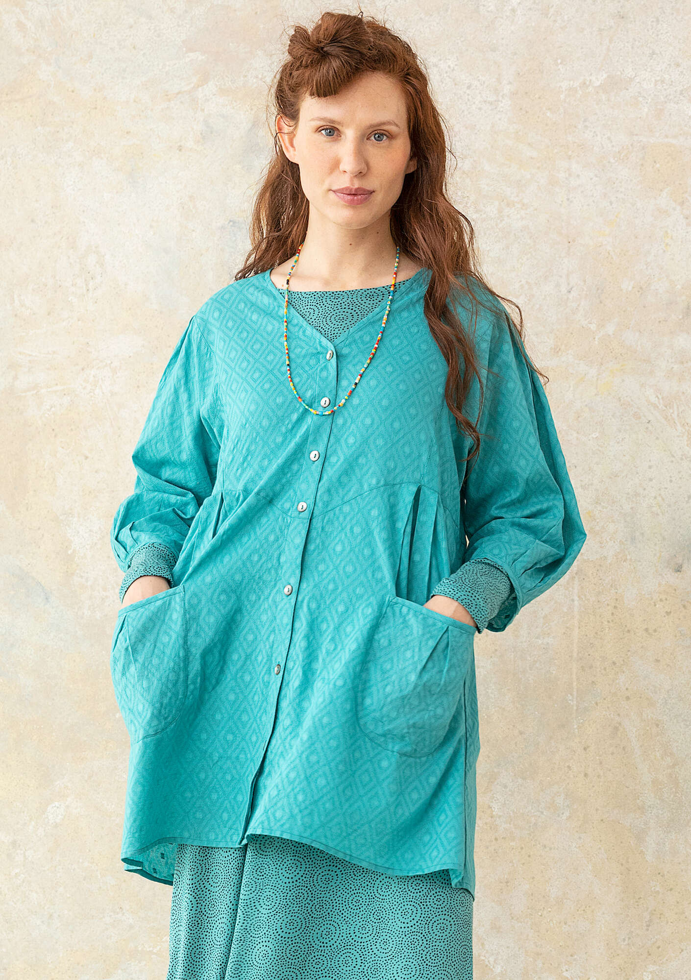 Woven organic cotton smock blouse