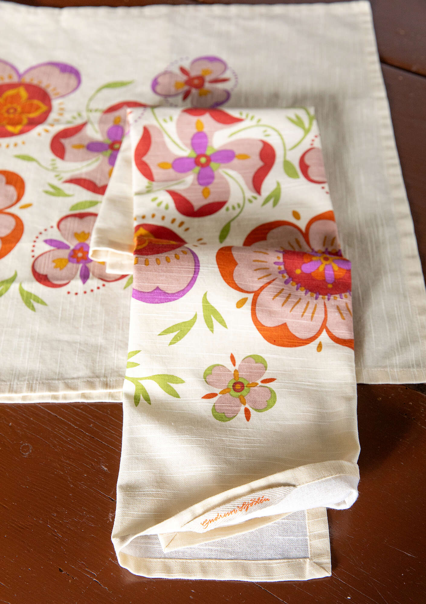 "Desert Bloom" organic cotton tea towel