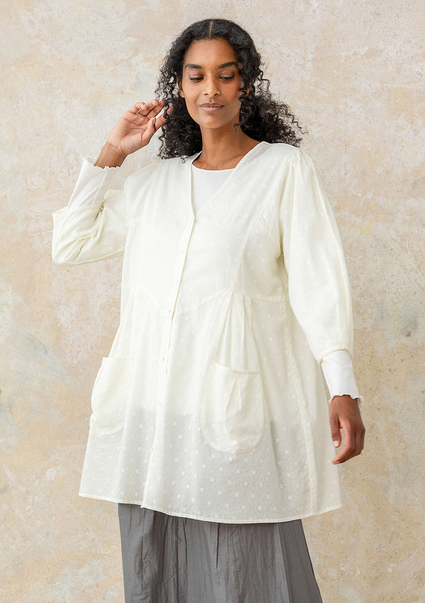 Woven organic cotton smock blouse