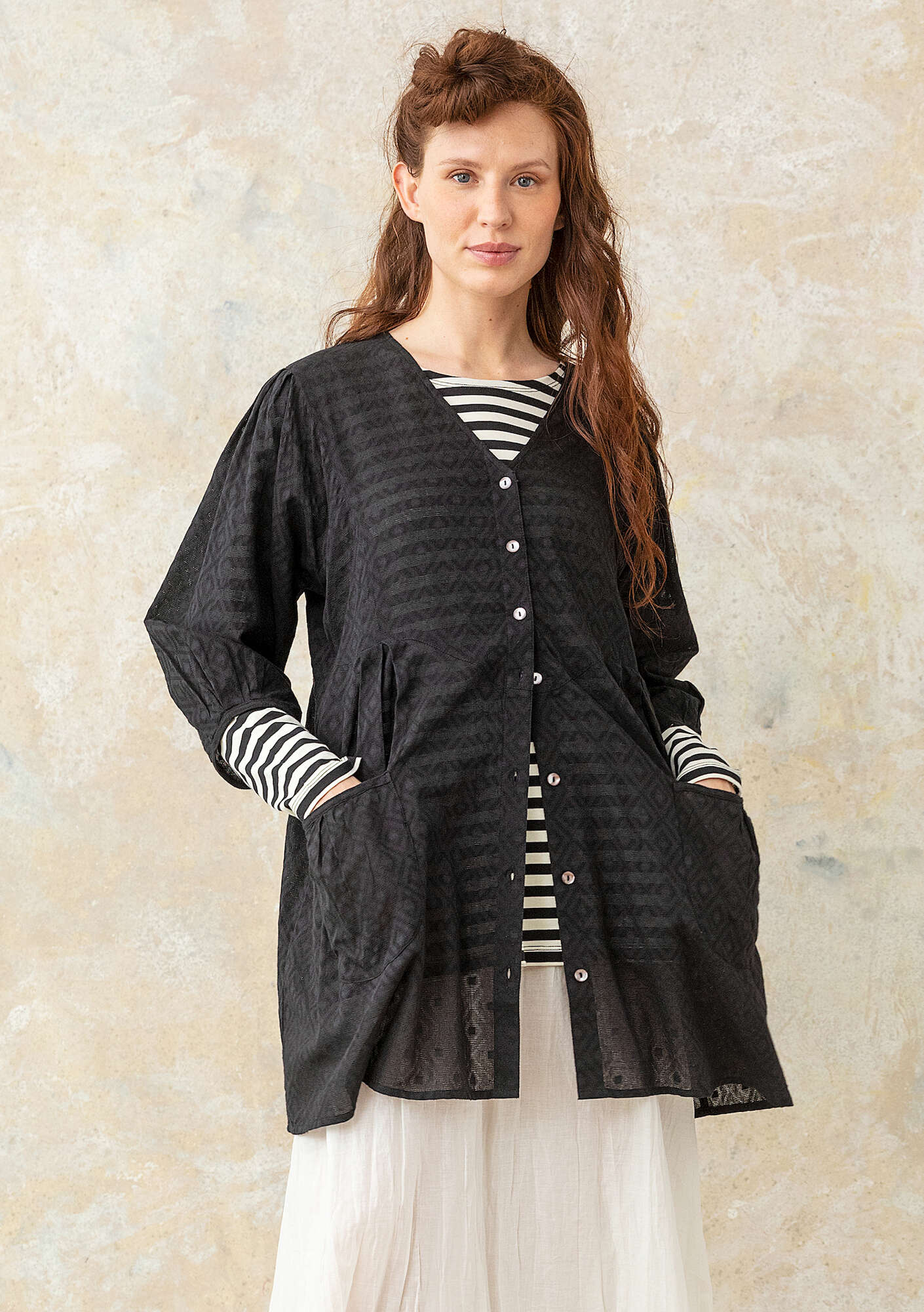 Woven organic cotton smock blouse