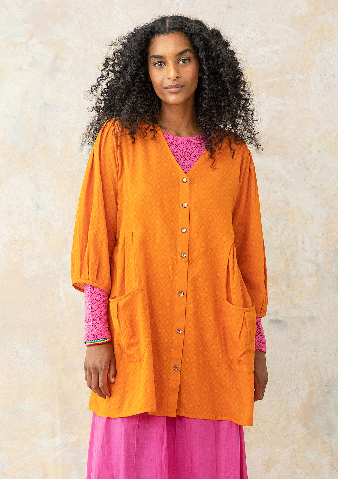 Woven organic cotton smock blouse