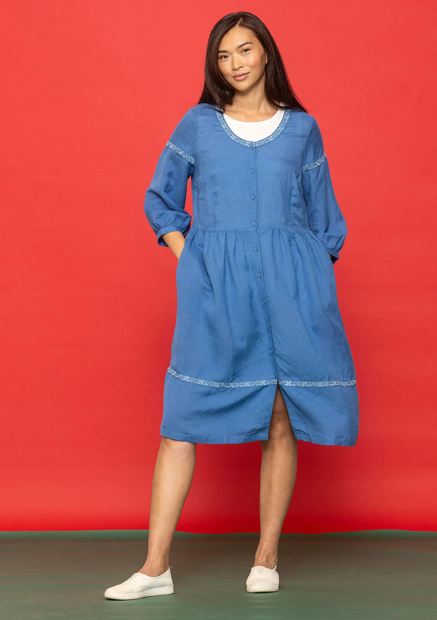 "Margit" woven linen/modal dress