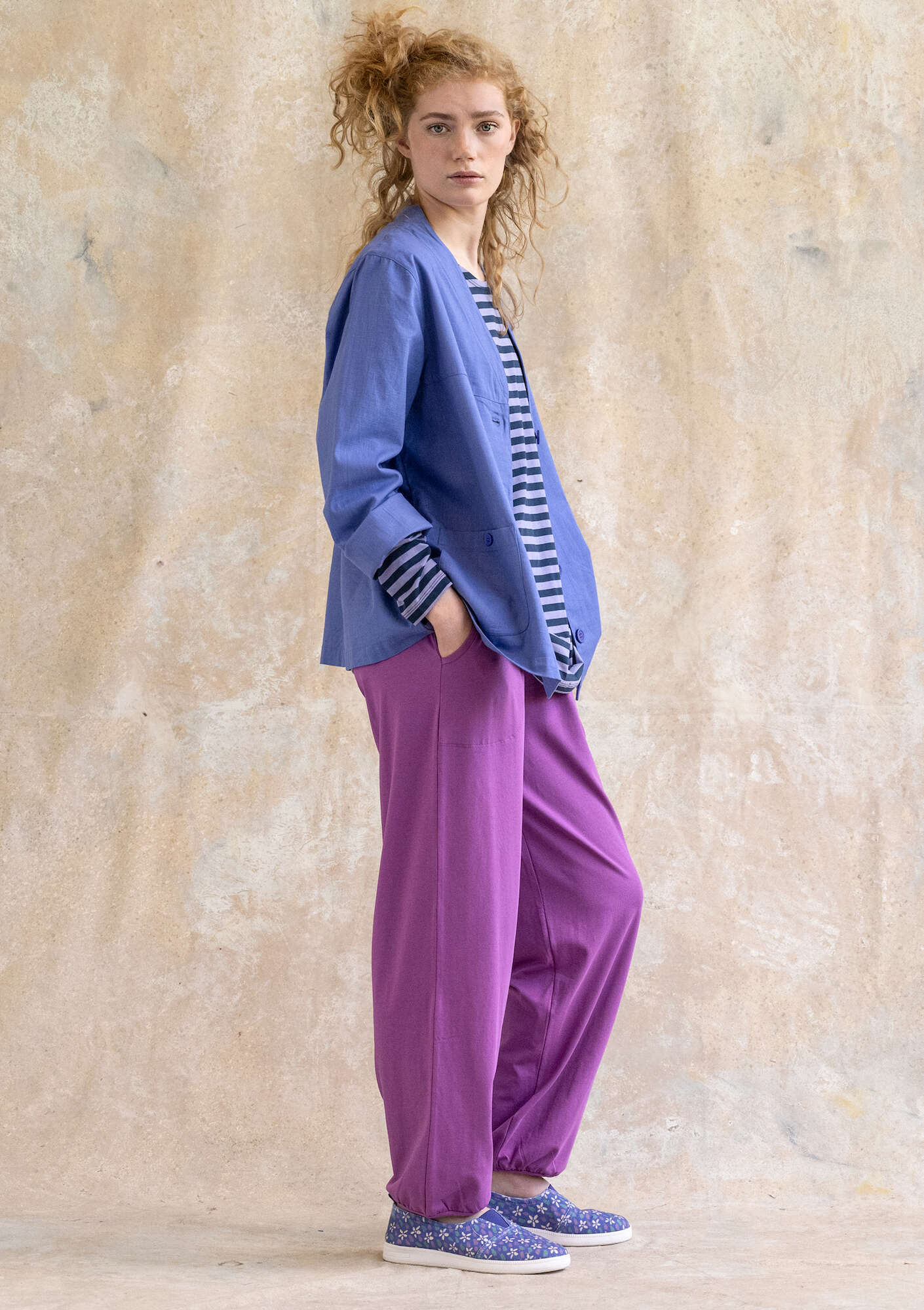 Organic cotton/elÖstane jersey trousers