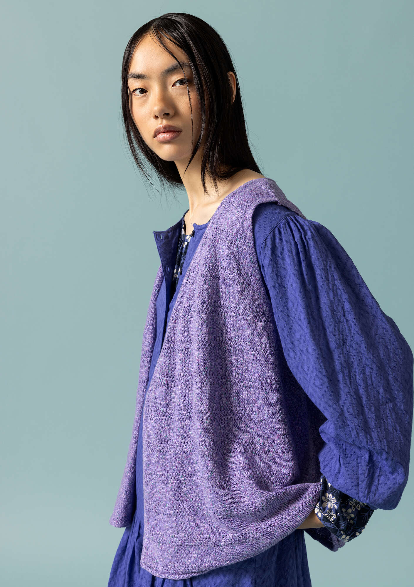 Linen/recycled cotton knit fabric waÖstcoat