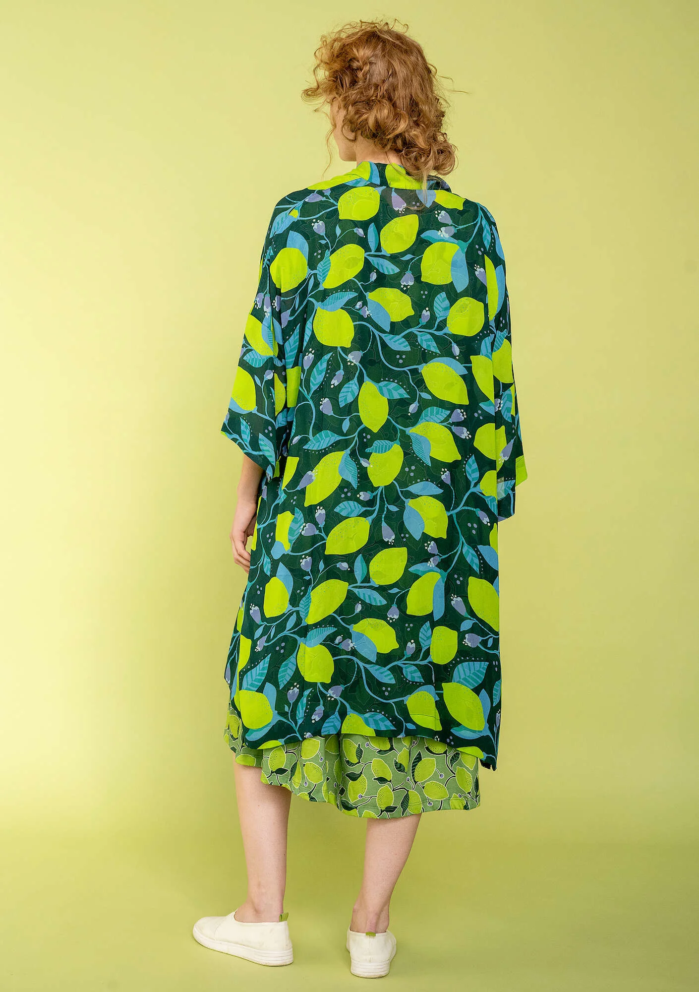 "Limone" woven viscose kimono