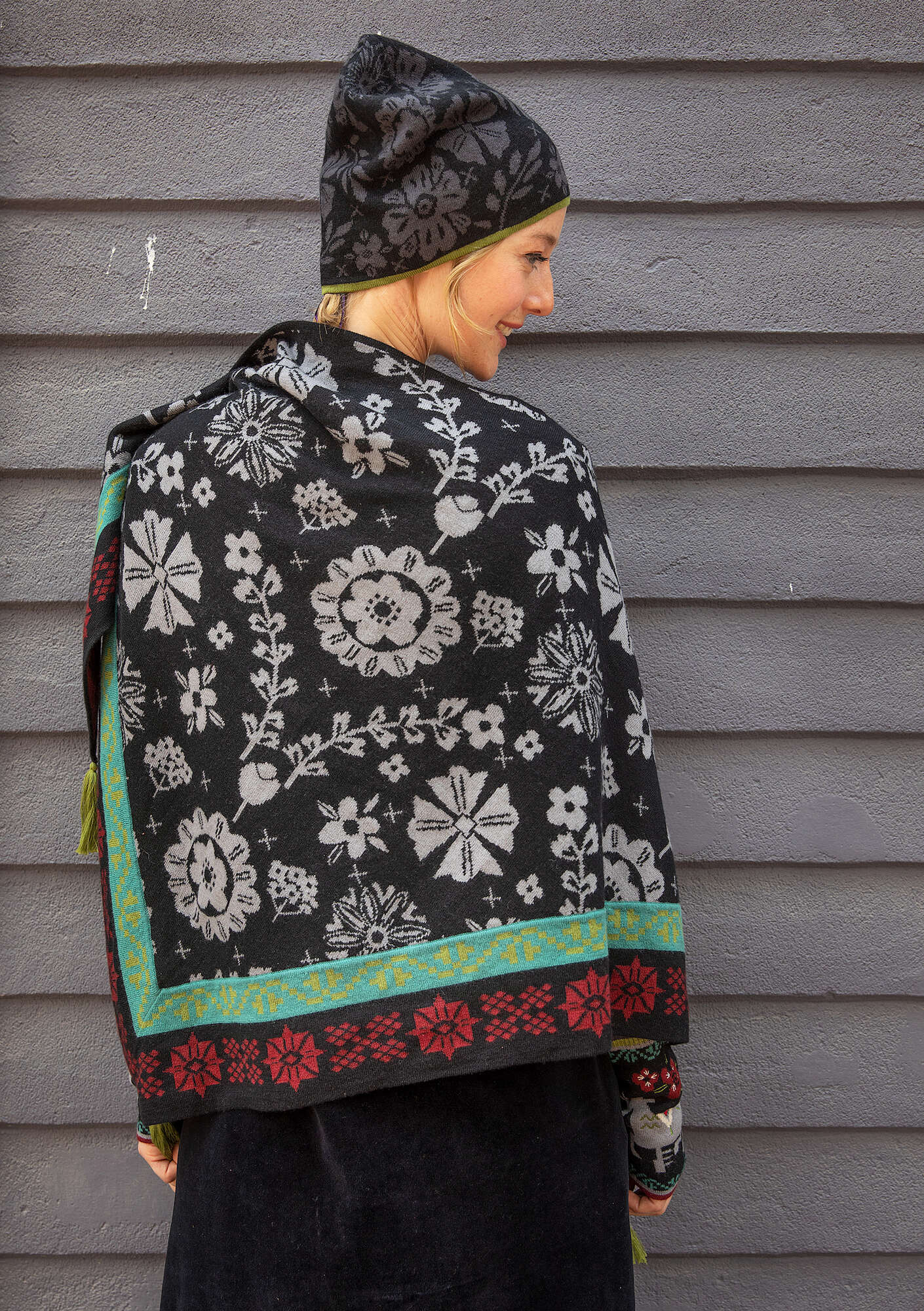 "Folklore" wool/lyocell knitted shawl