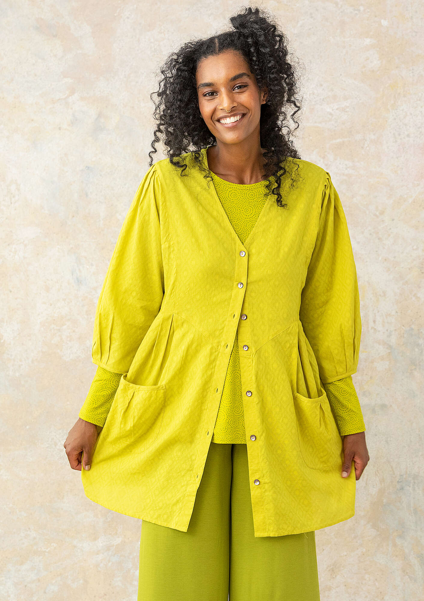 Woven organic cotton smock blouse