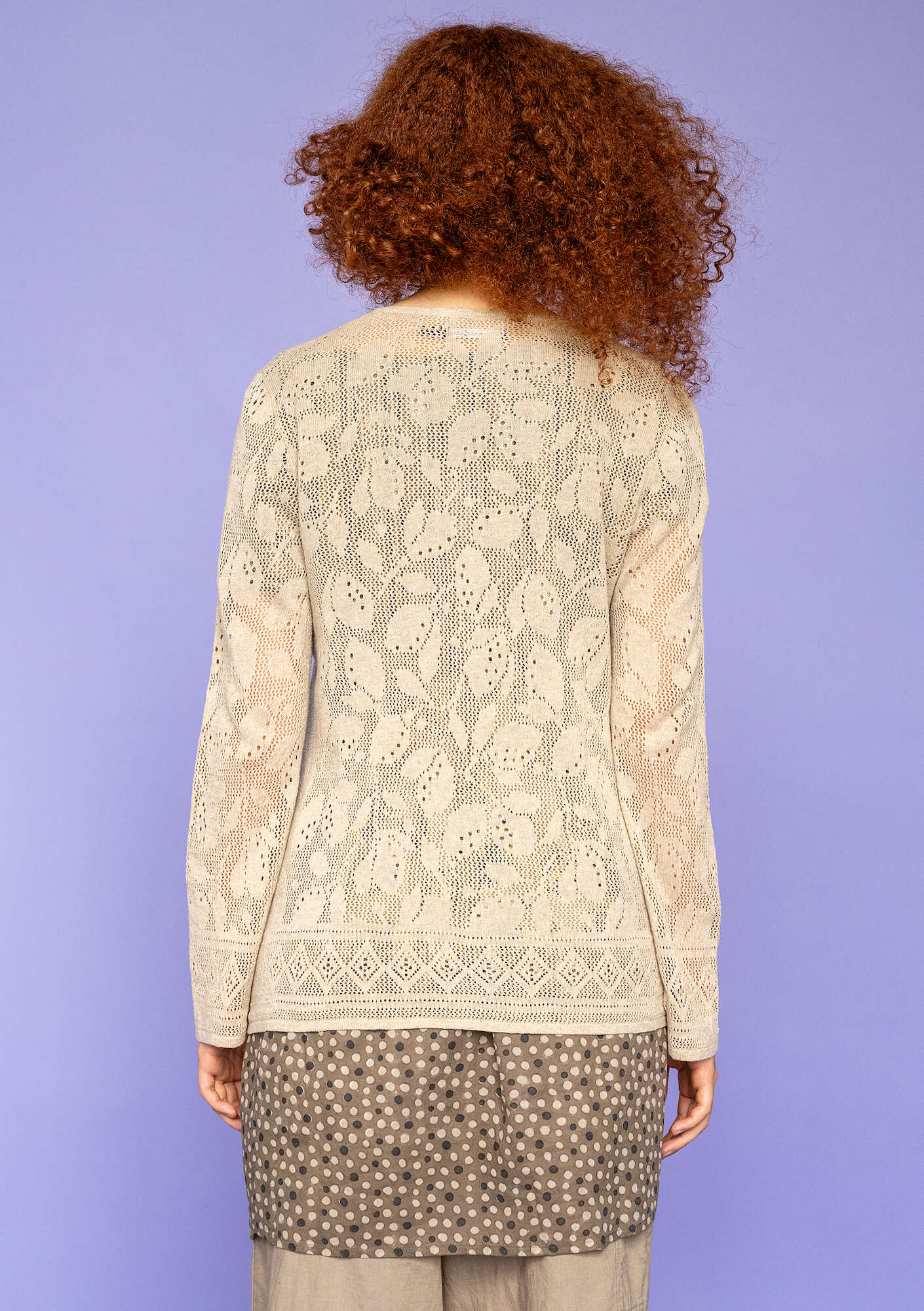 "Luisa" linen/recycled cotton pointelle cardigan
