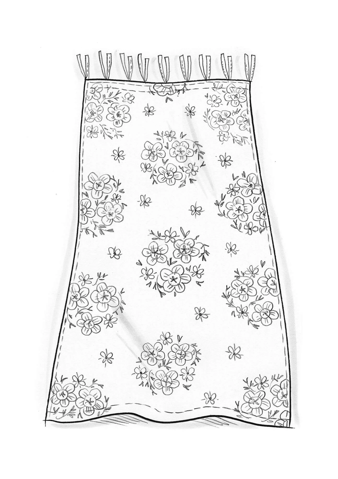 "Desert Bloom" organic cotton long curtain