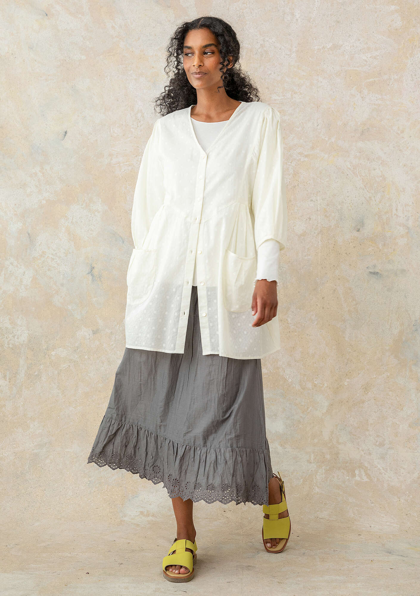 Woven organic cotton smock blouse