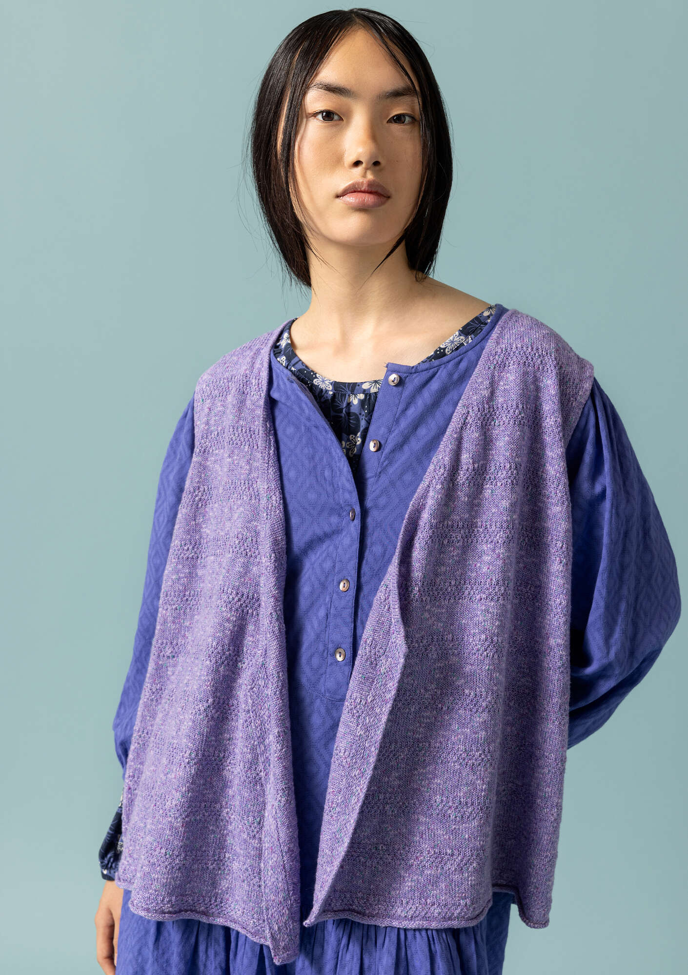 Linen/recycled cotton knit fabric waÖstcoat
