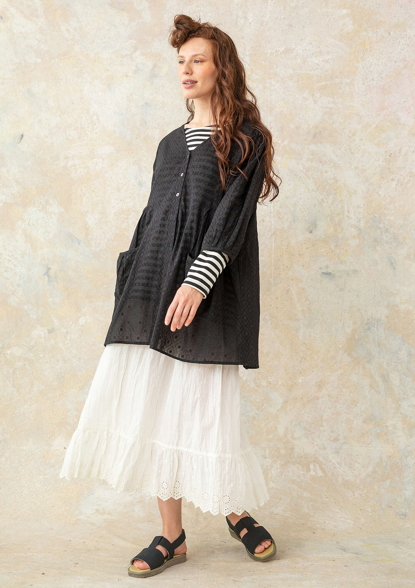 Woven organic cotton smock blouse