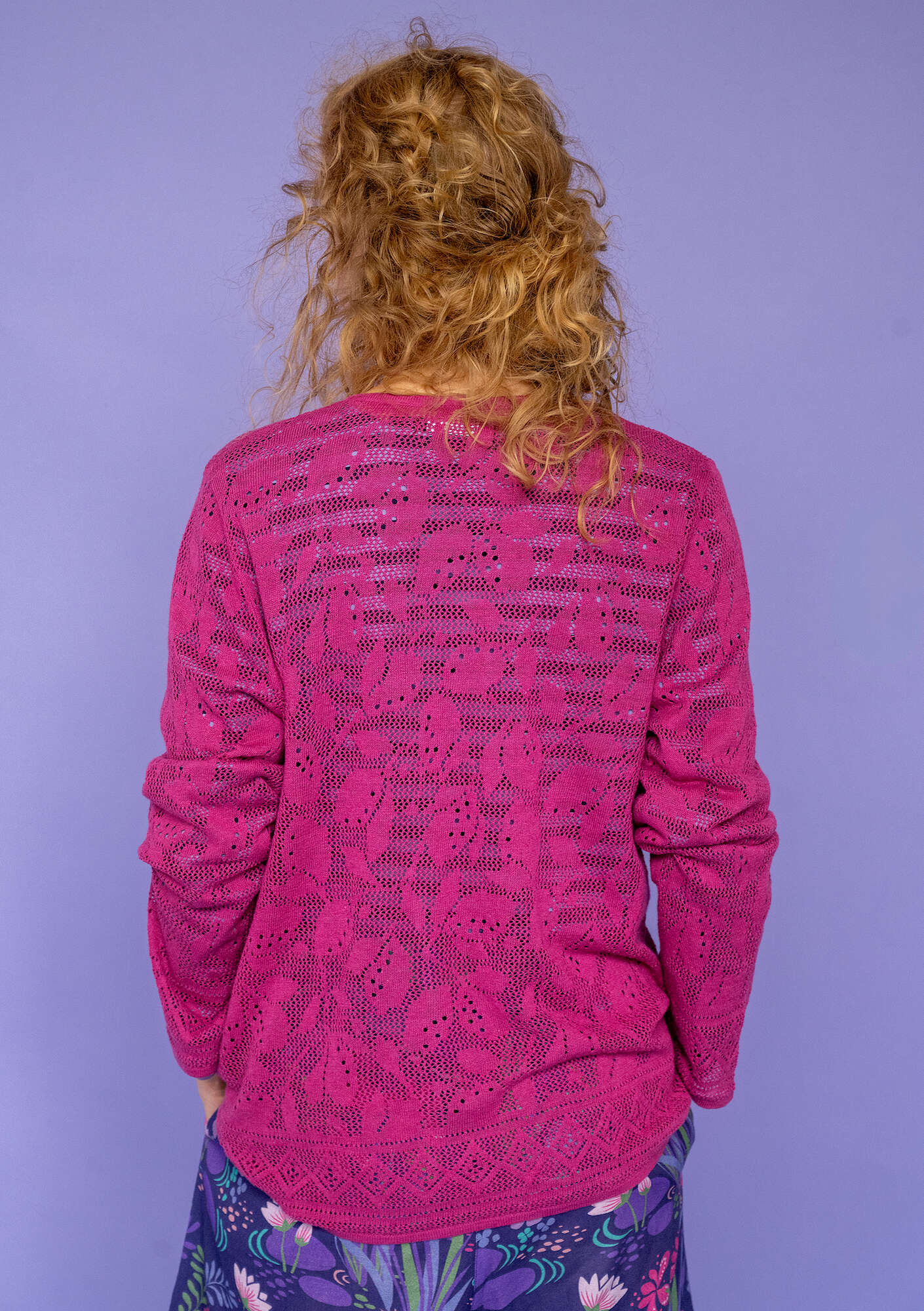 "Luisa" linen/recycled cotton pointelle cardigan