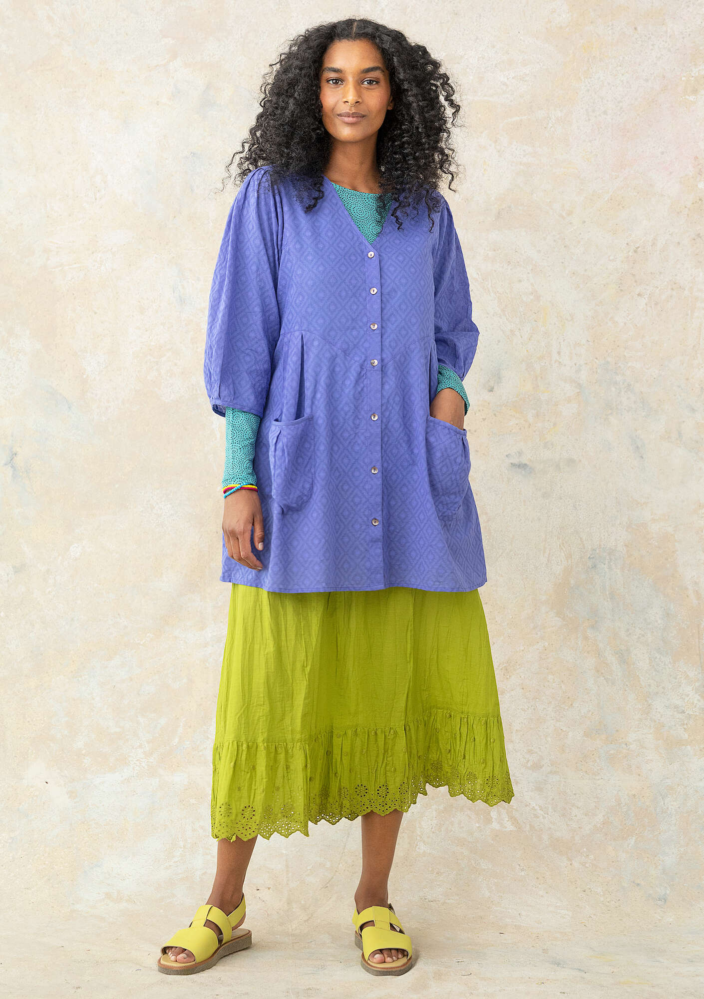 Woven organic cotton smock blouse