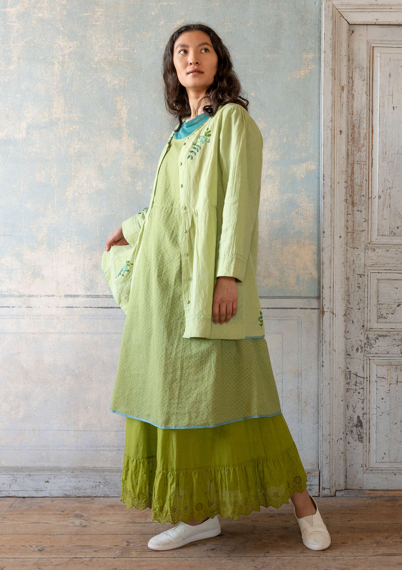 "Shimla" organic cotton/linen smock blouse