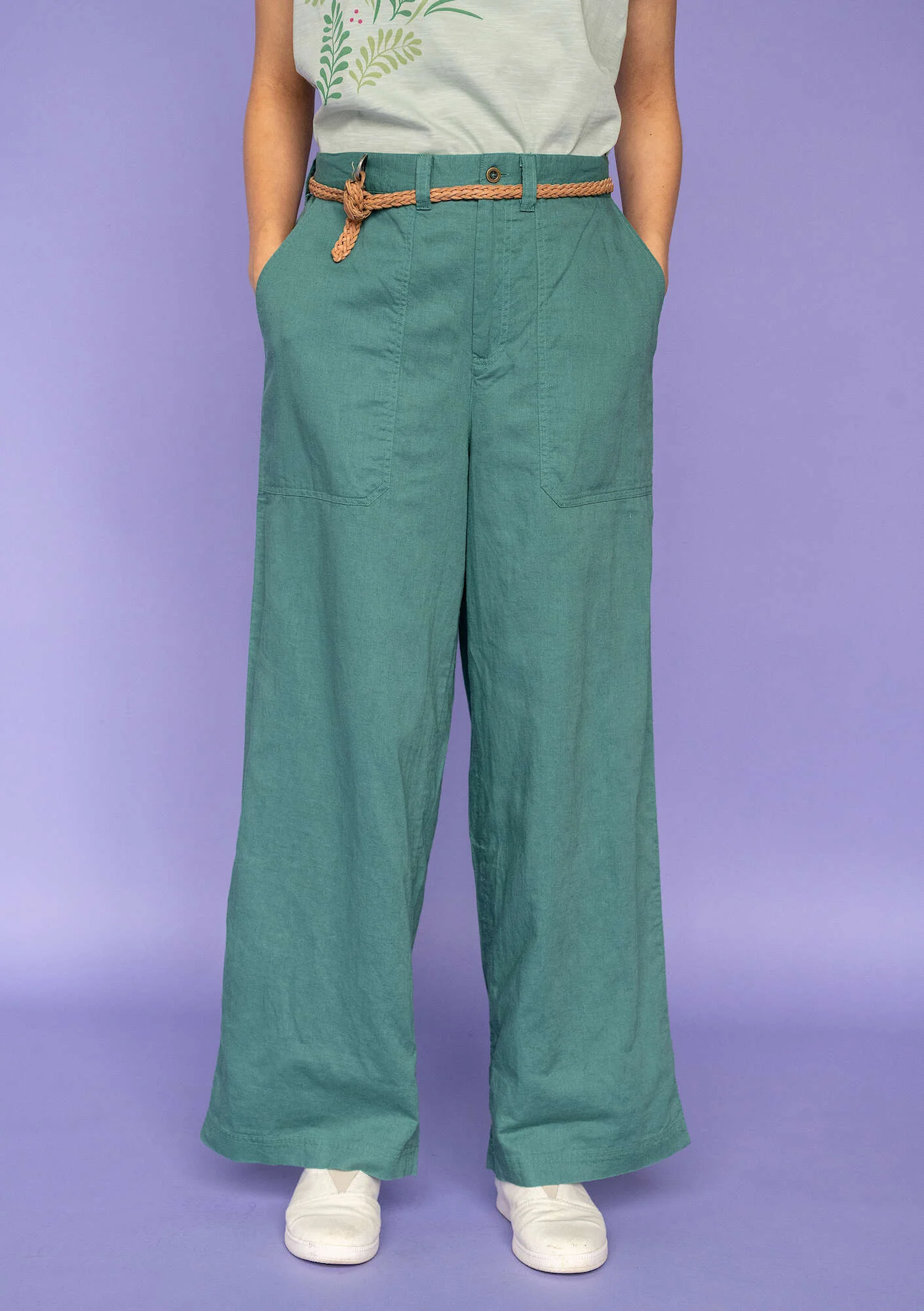 "Garden" woven organic cotton/linen trousers