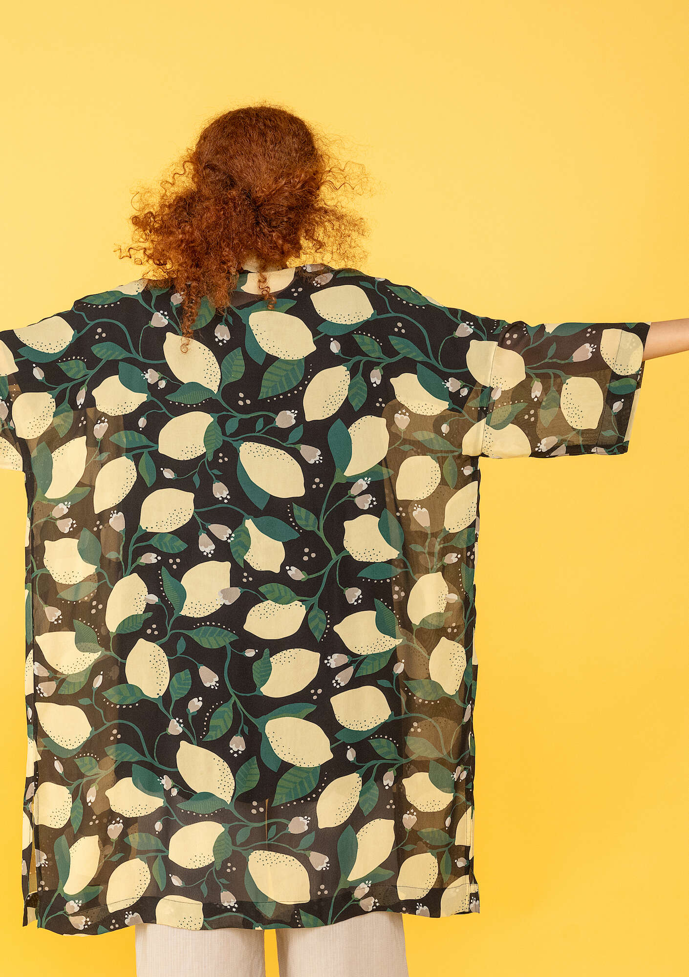 "Limone" woven viscose kimono