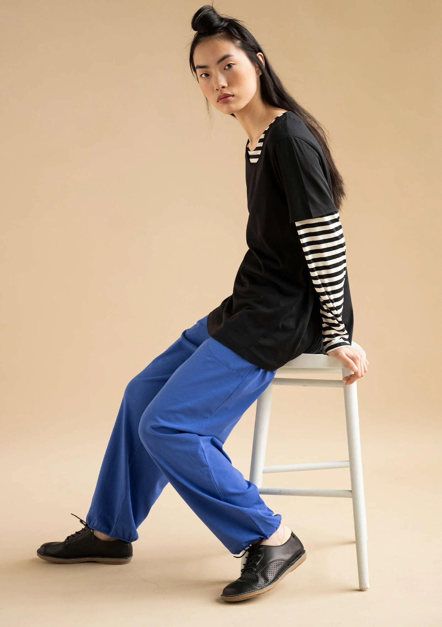 Organic cotton/elÖstane jersey trousers
