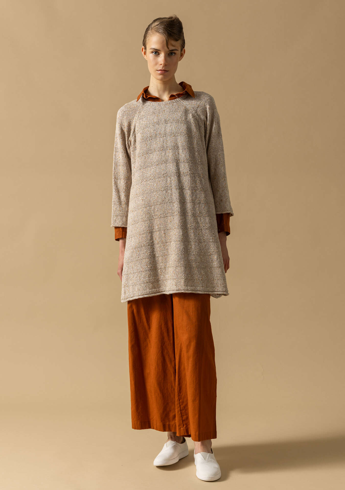 Linen/recycled cotton knit sweater