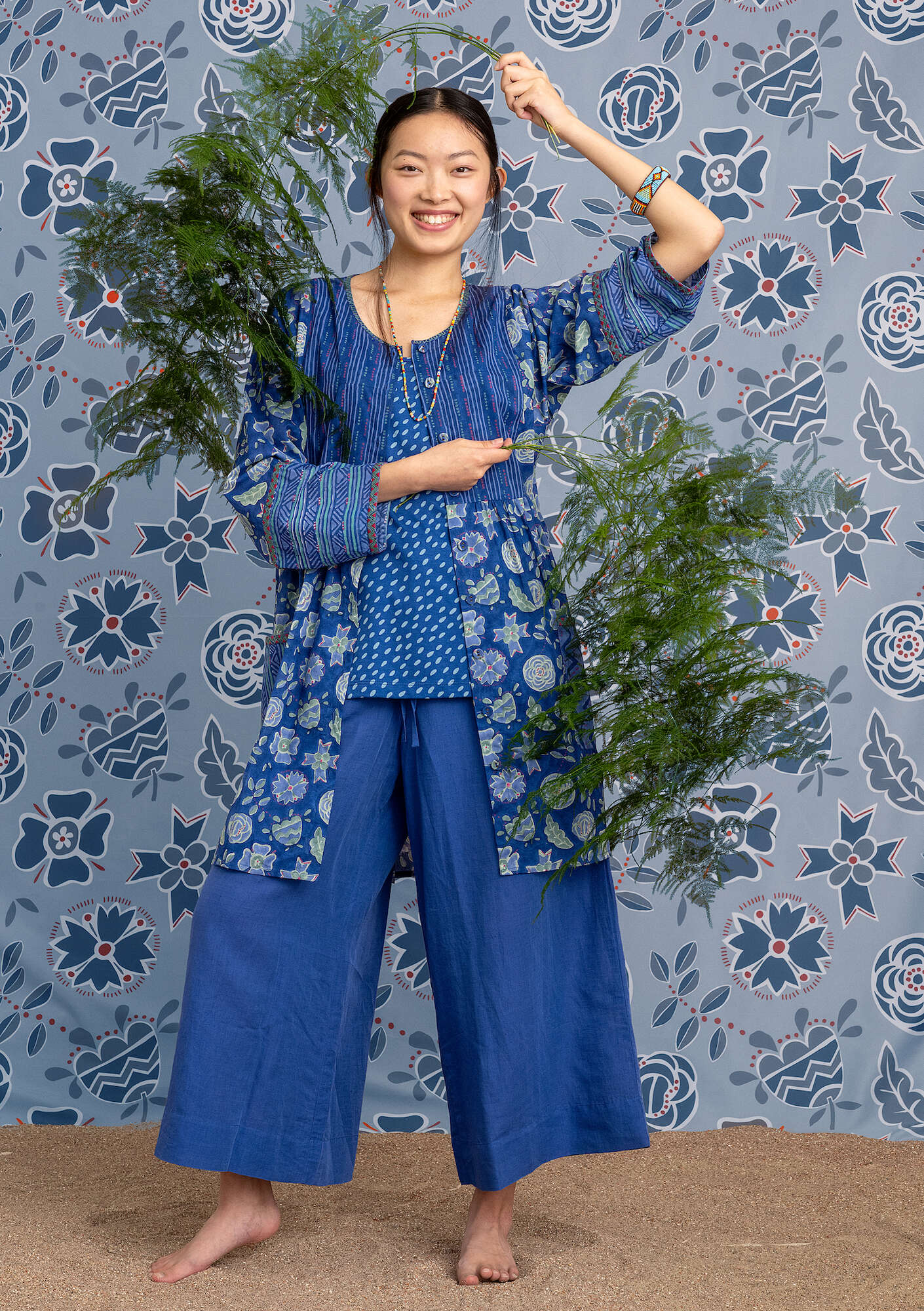 "Amber" woven organic cotton/linen trousers