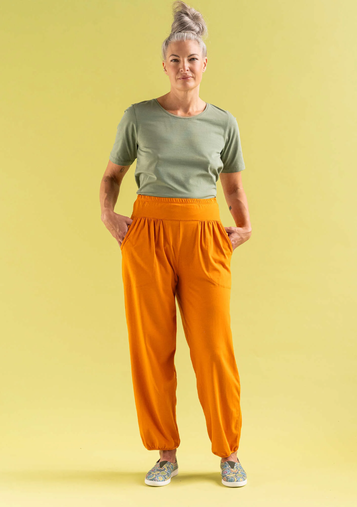 Organic cotton/elÖstane jersey trousers
