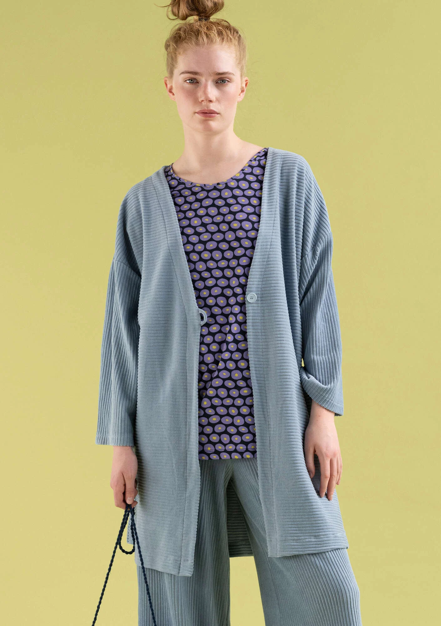 Velour kimono in organic cotton/recycled polyÖster