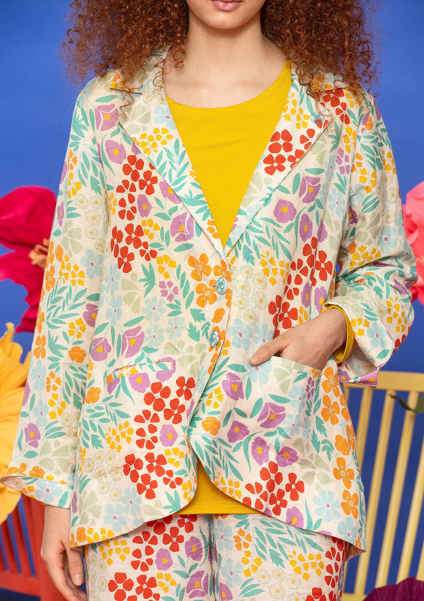 "Margit" woven linen/modal blazer