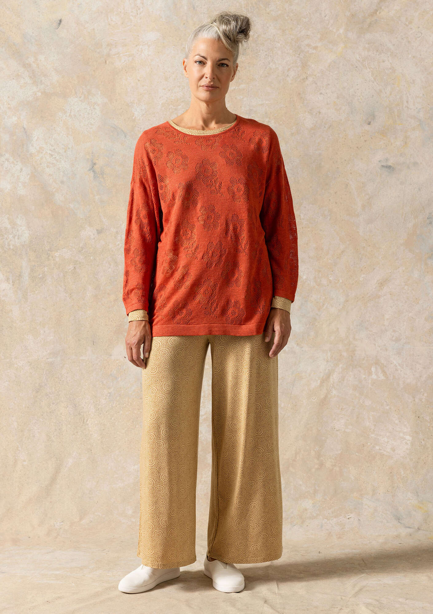 Linen/recycled linen pointelle sweater