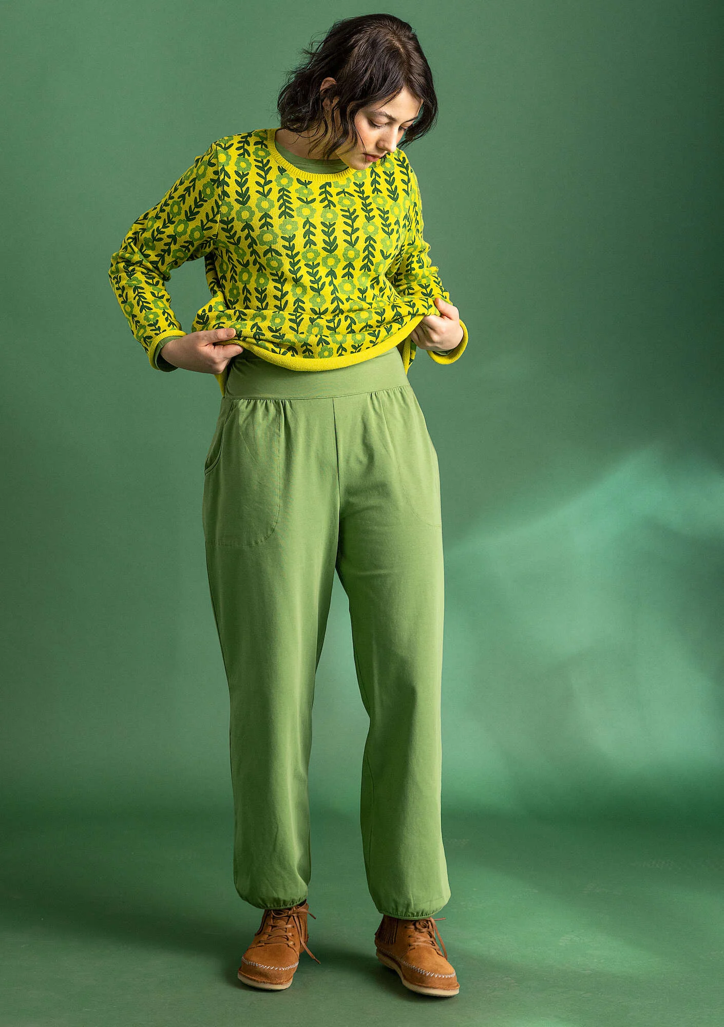 Östella" organic cotton/elÖstane jersey trousers