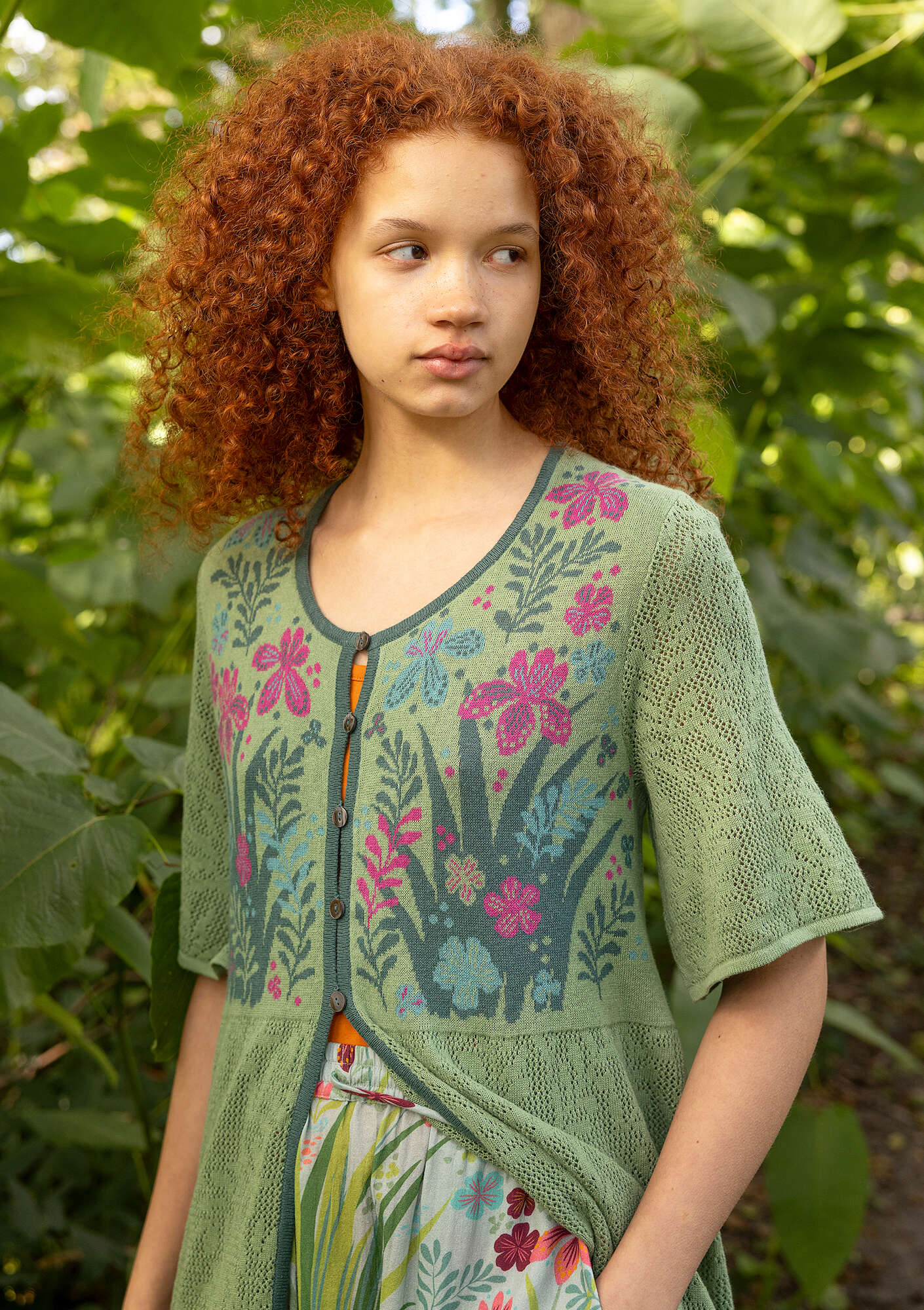 "Iris" linen/recycled cotton pointelle coatigan