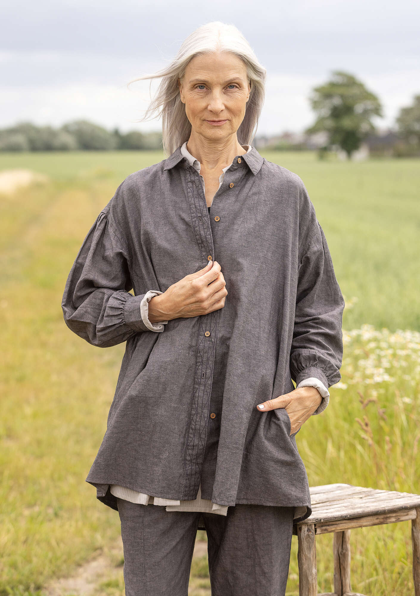 "Dunes" organic cotton/linen shirt