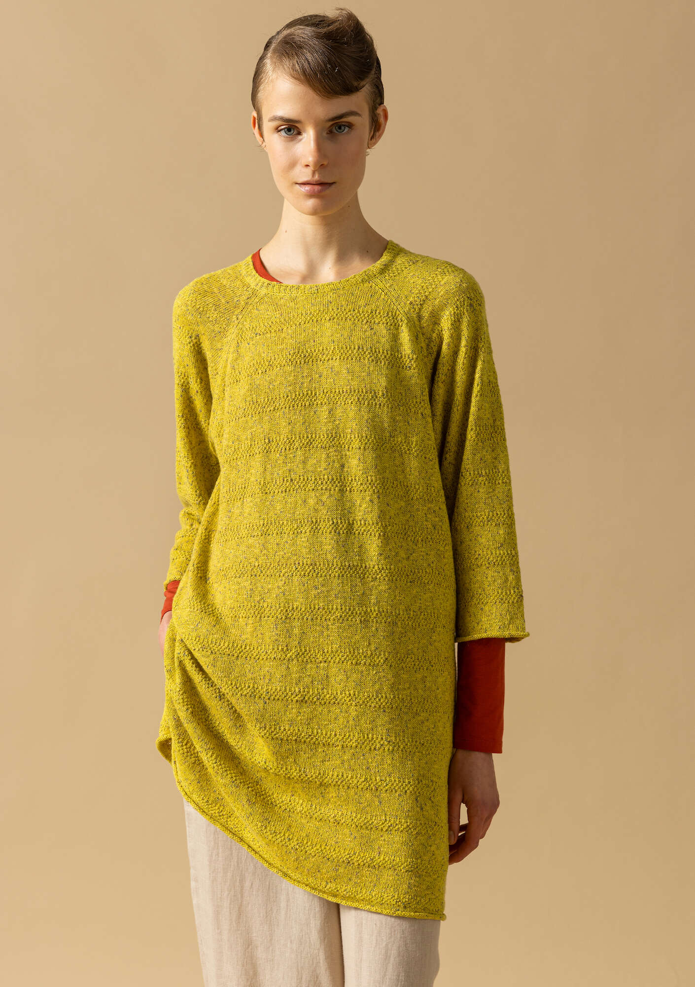 Linen/recycled cotton knit sweater