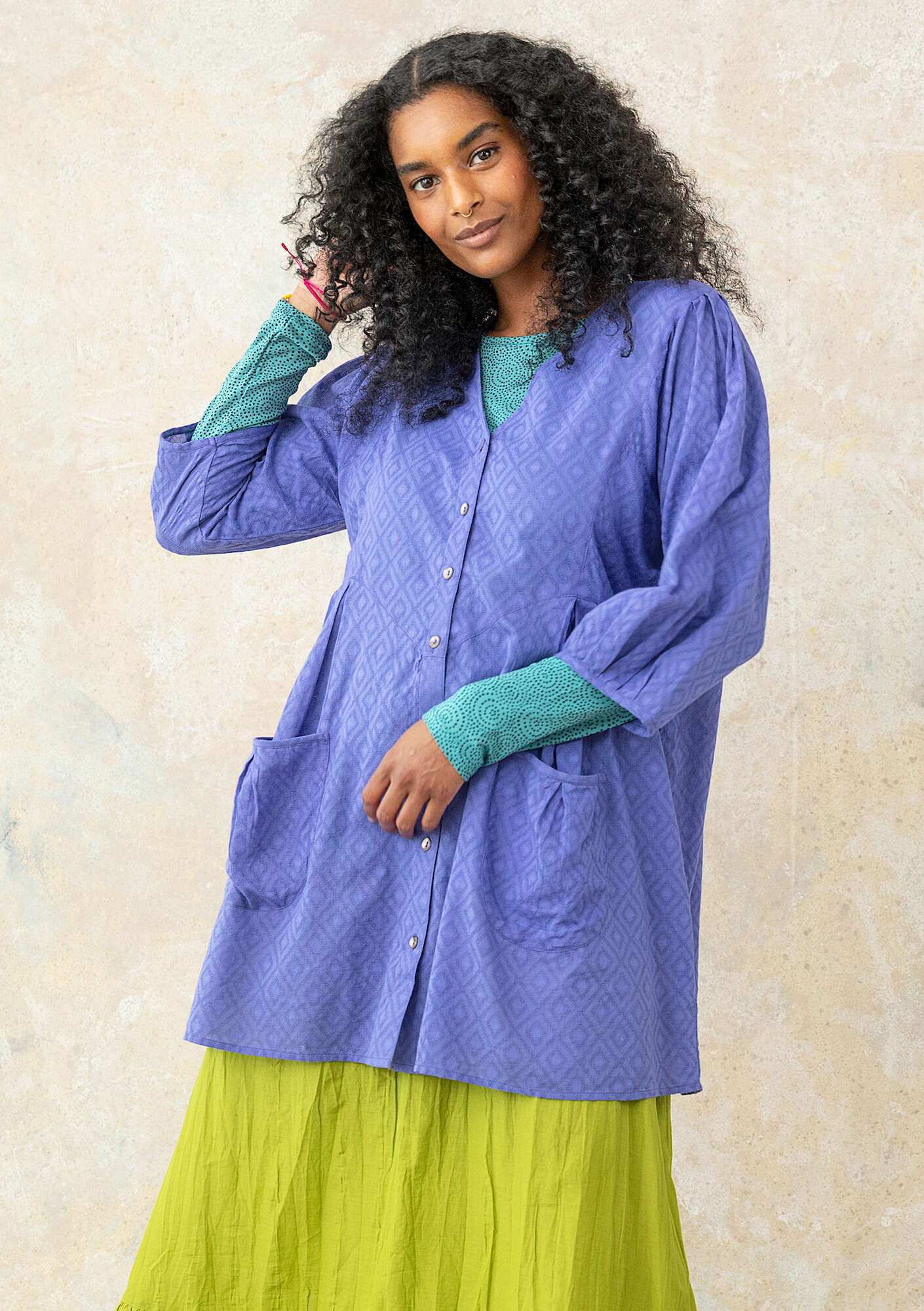 Woven organic cotton smock blouse