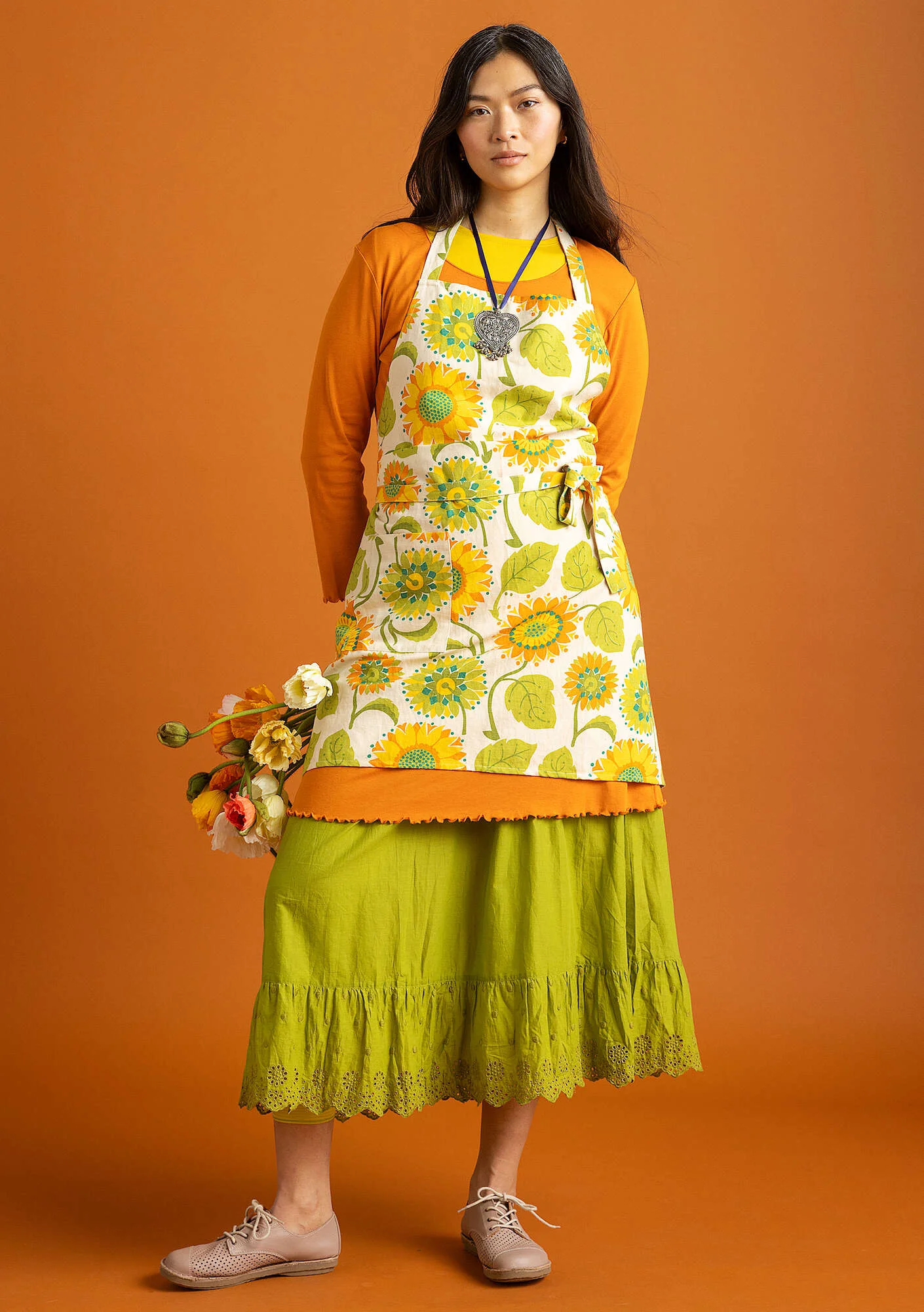 "Sunflower" organic cotton/linen apron