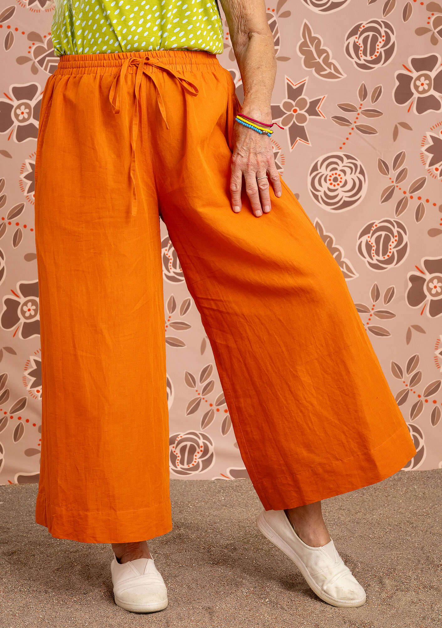 "Amber" woven organic cotton/linen trousers