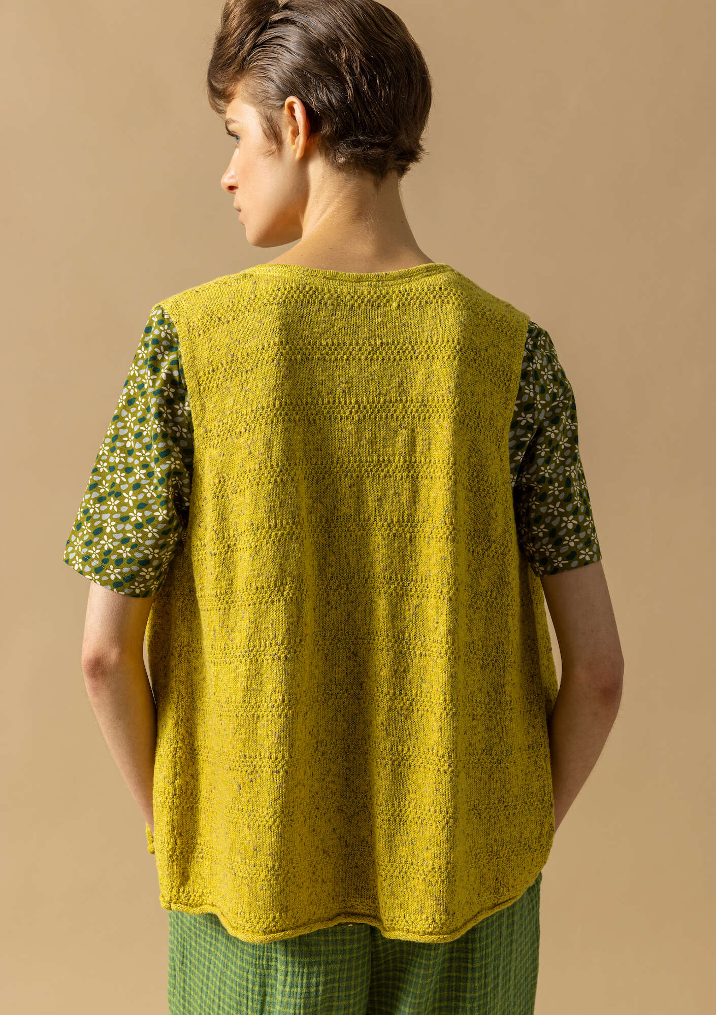 Linen/recycled cotton knit fabric waÖstcoat