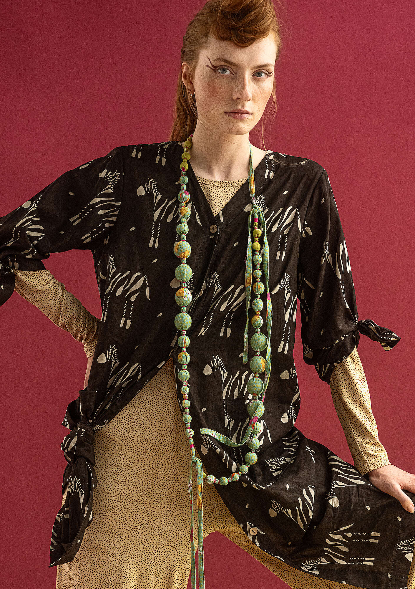 "Zuri" organic cotton/recycled wood necklace