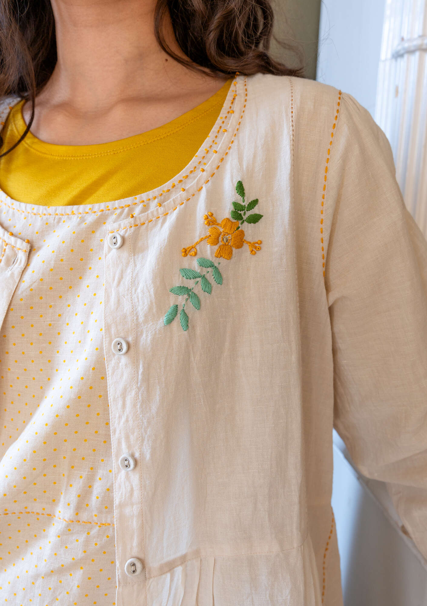 "Shimla" organic cotton/linen smock blouse
