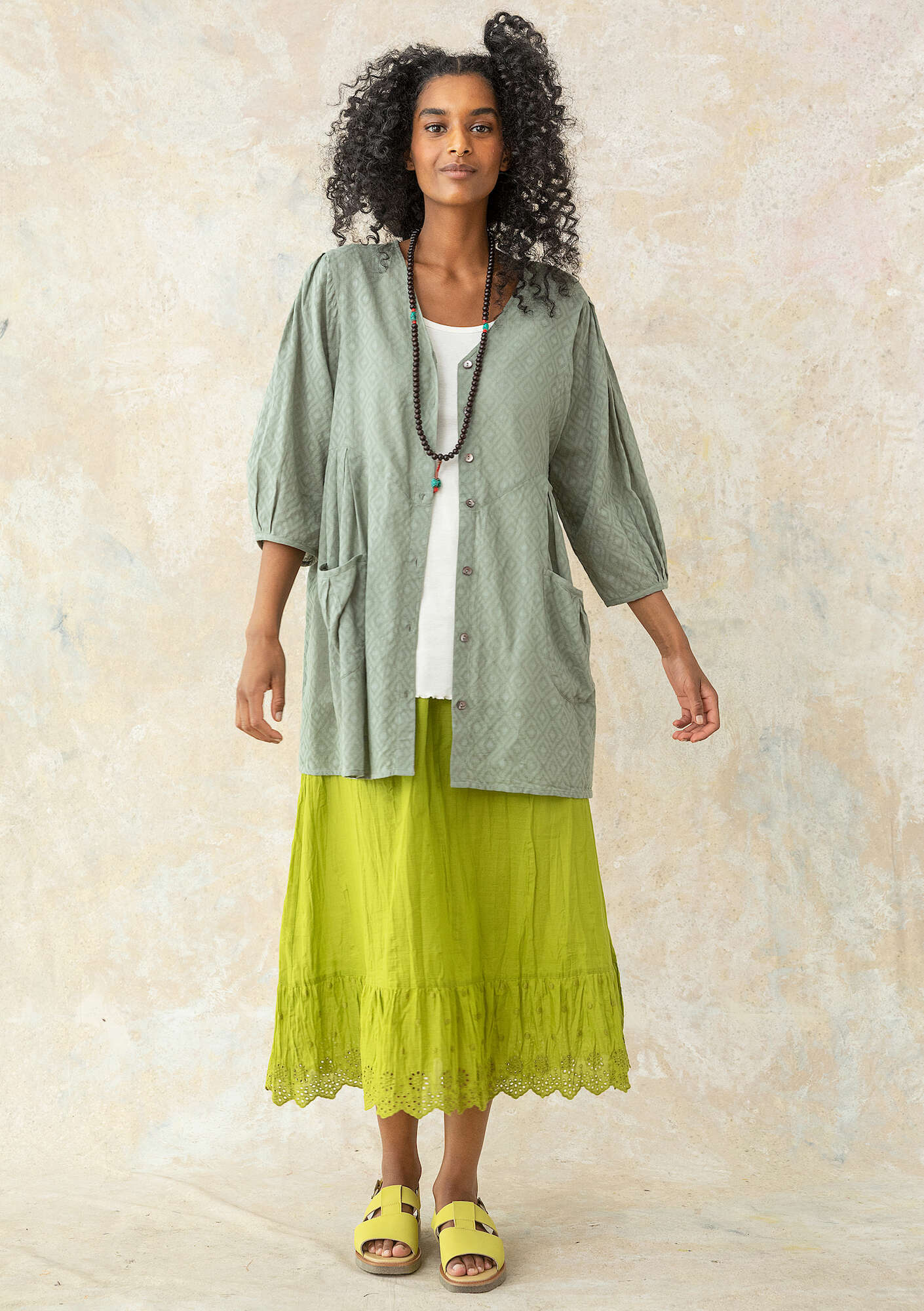 Woven organic cotton smock blouse