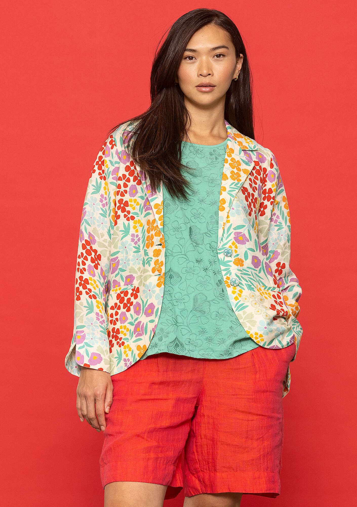 "Margit" woven linen/modal blazer