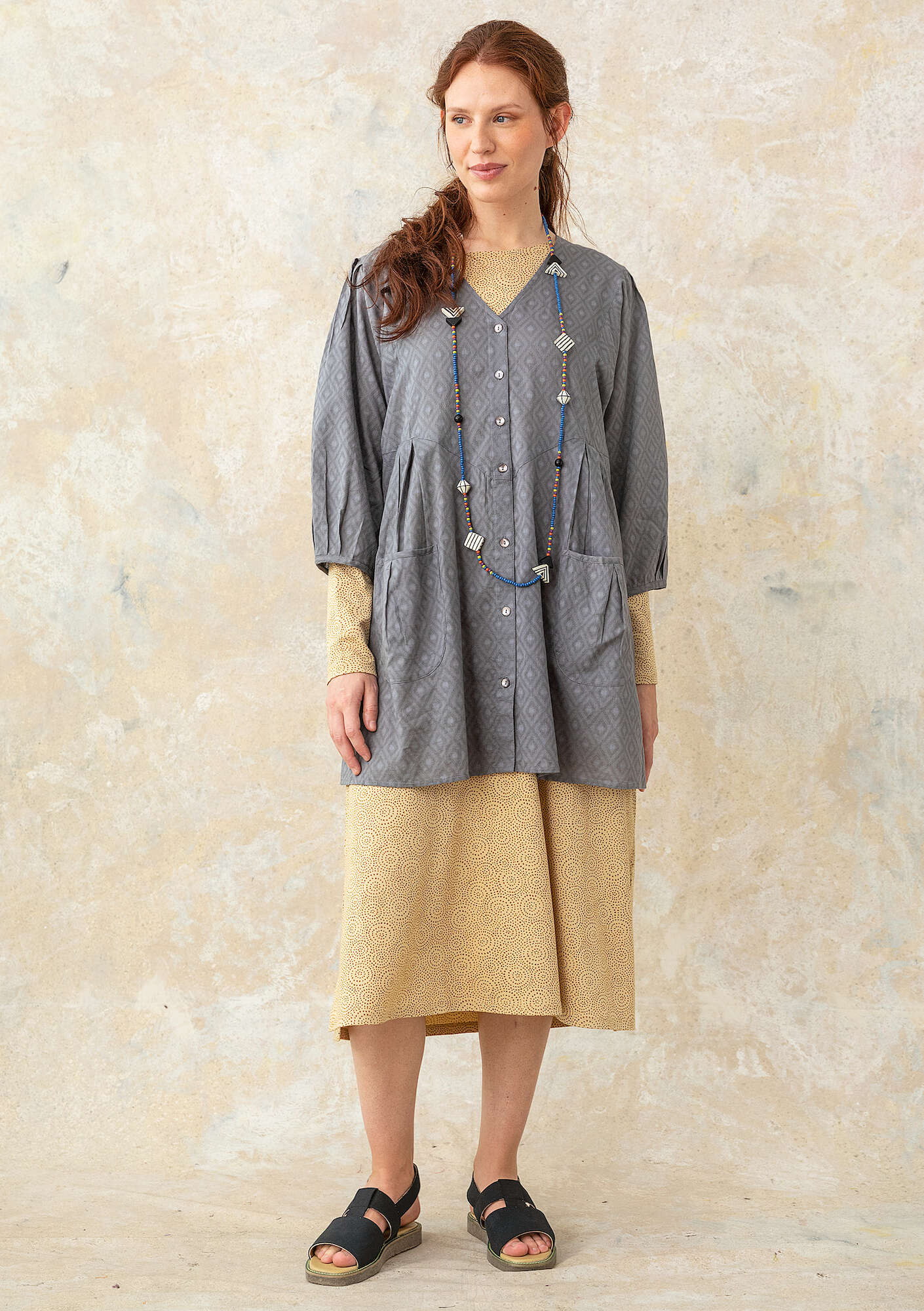Woven organic cotton smock blouse
