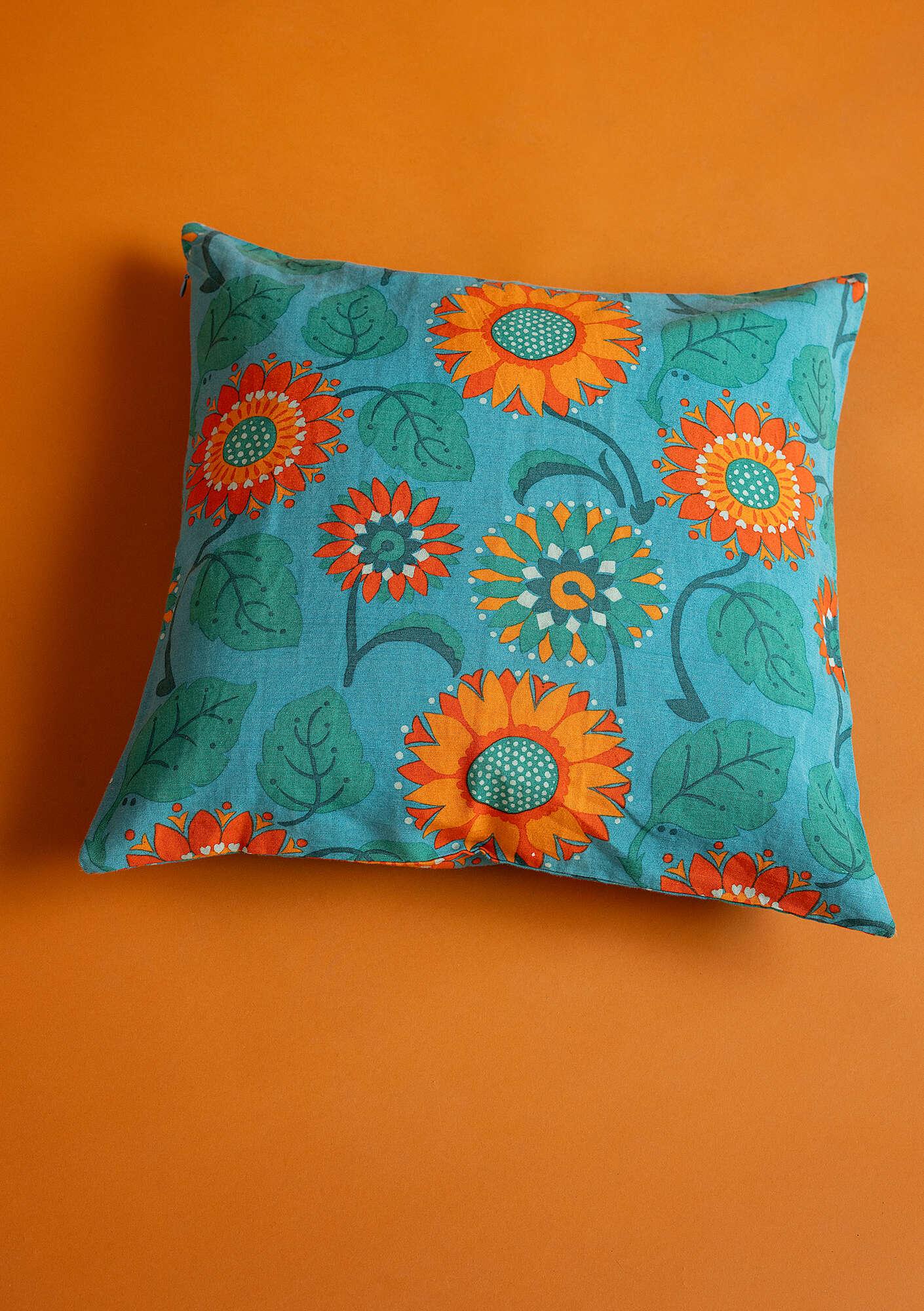 "Sunflower" organic cotton/linen cushion cover