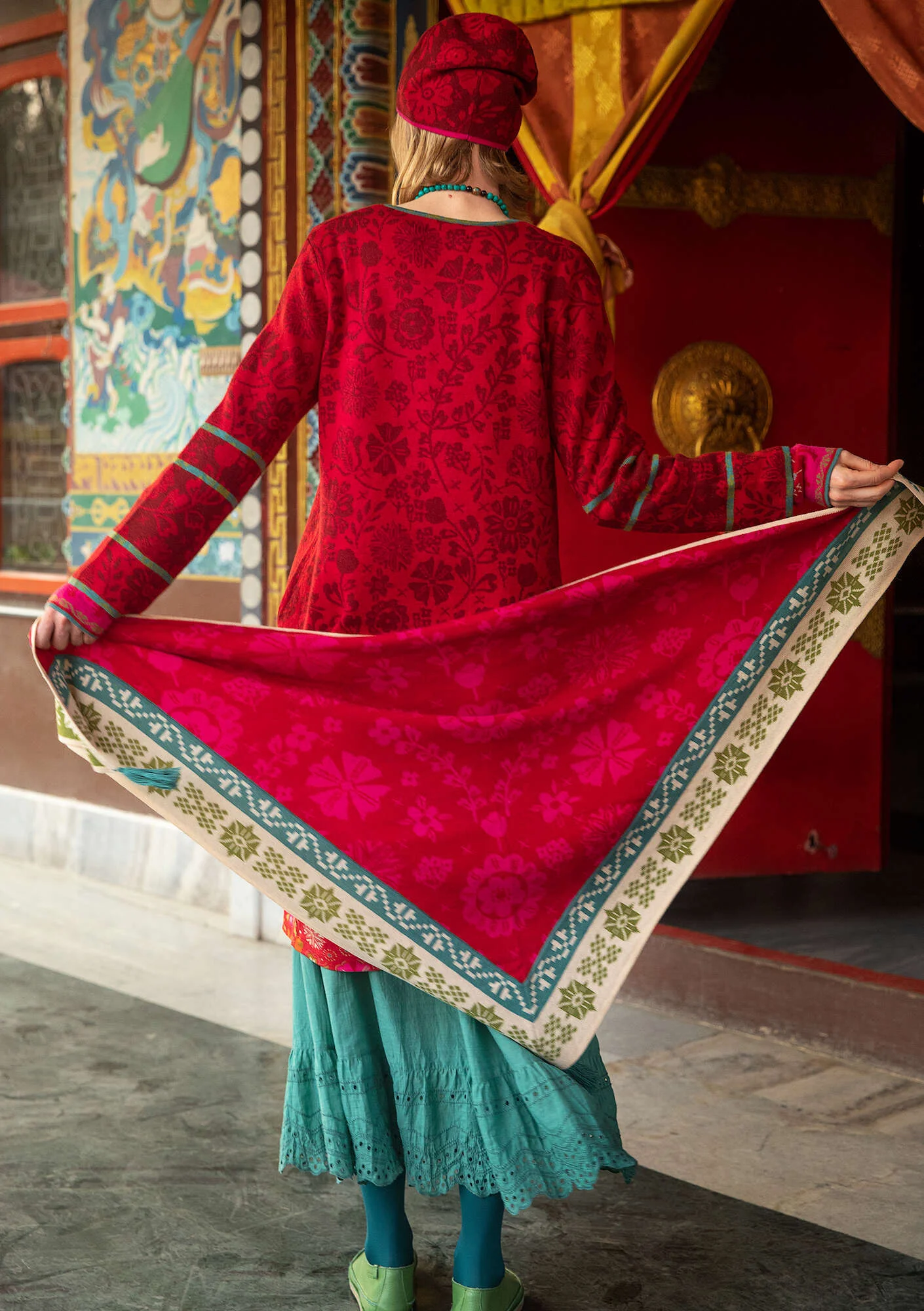 "Folklore" wool/lyocell knitted shawl