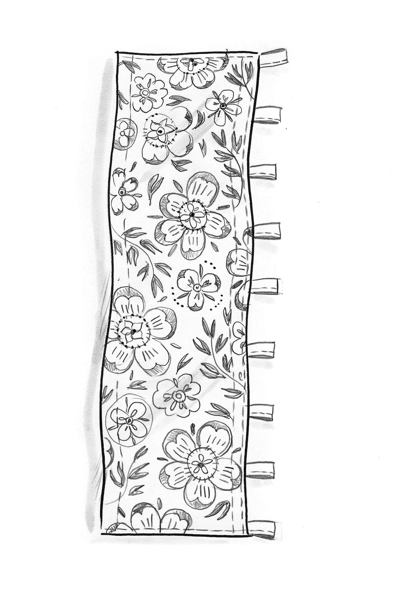 "Desert Bloom" organic cotton curtain valance
