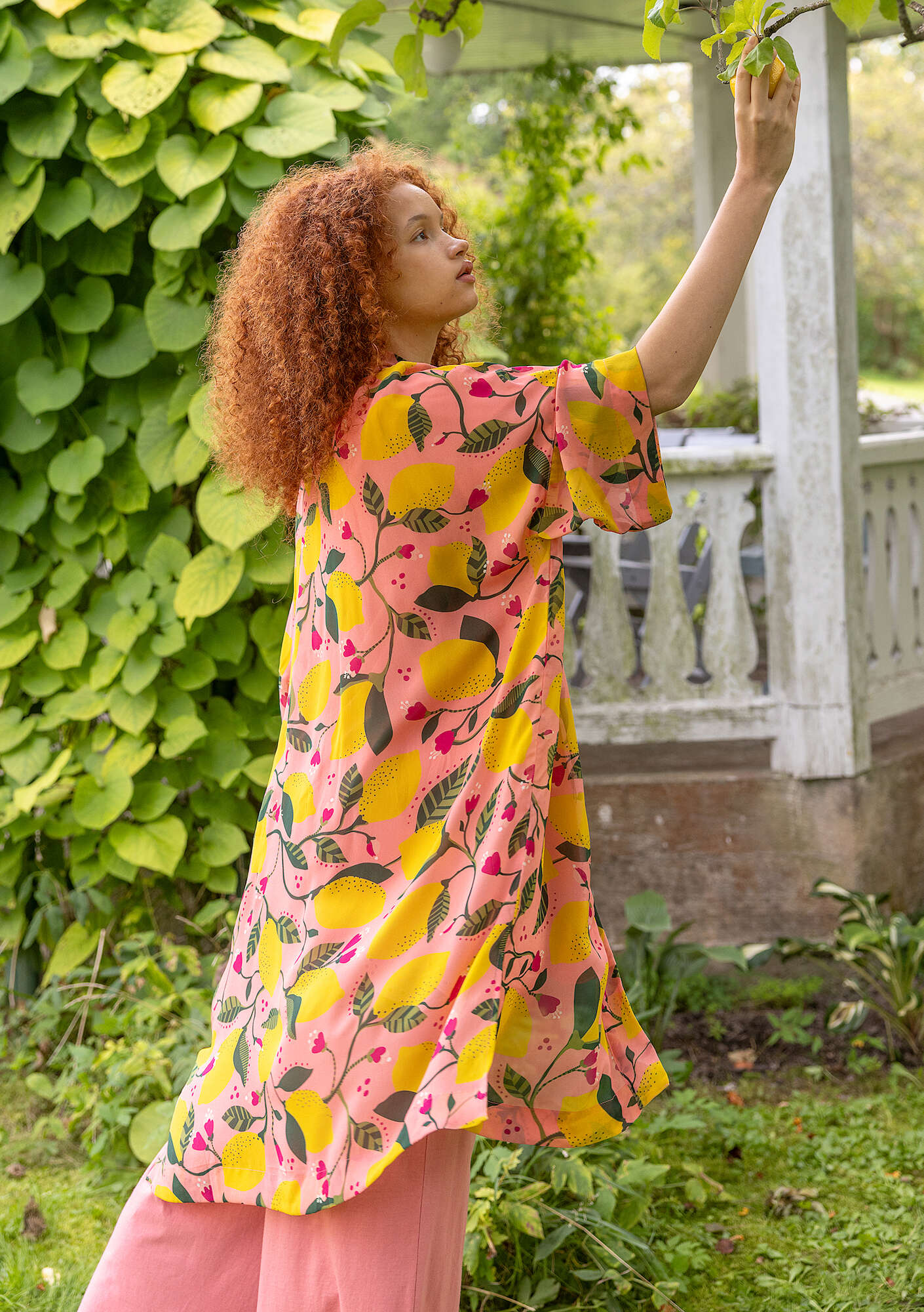 "Limone" woven viscose kimono