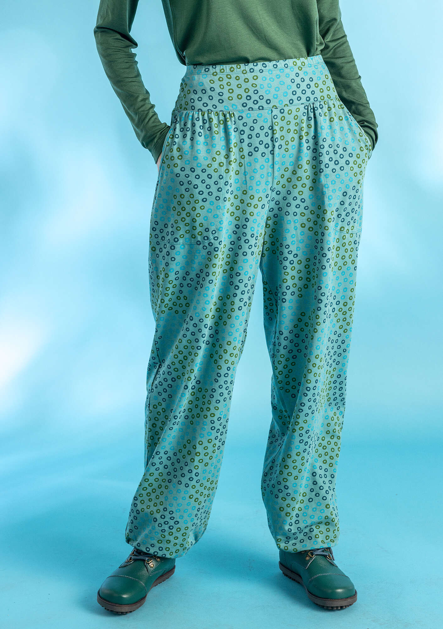 Östella" organic cotton/elÖstane jersey trousers