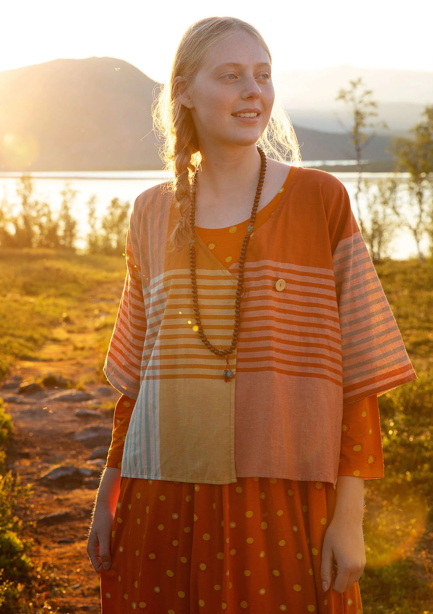 "Madras" woven organic cotton blouse