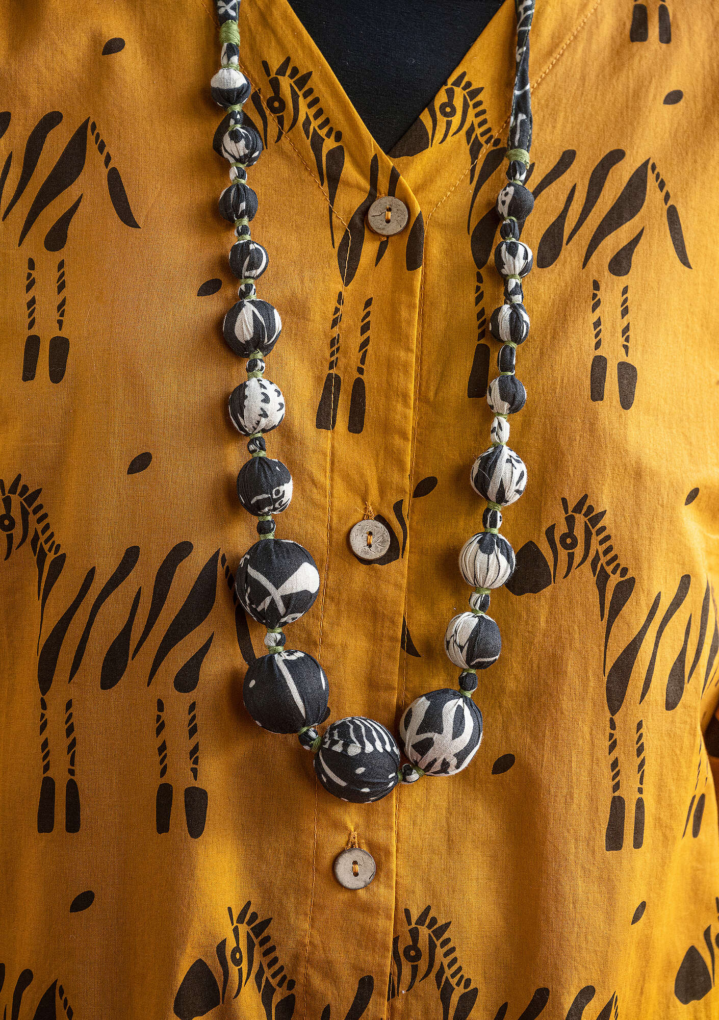 "Zuri" organic cotton/recycled wood necklace