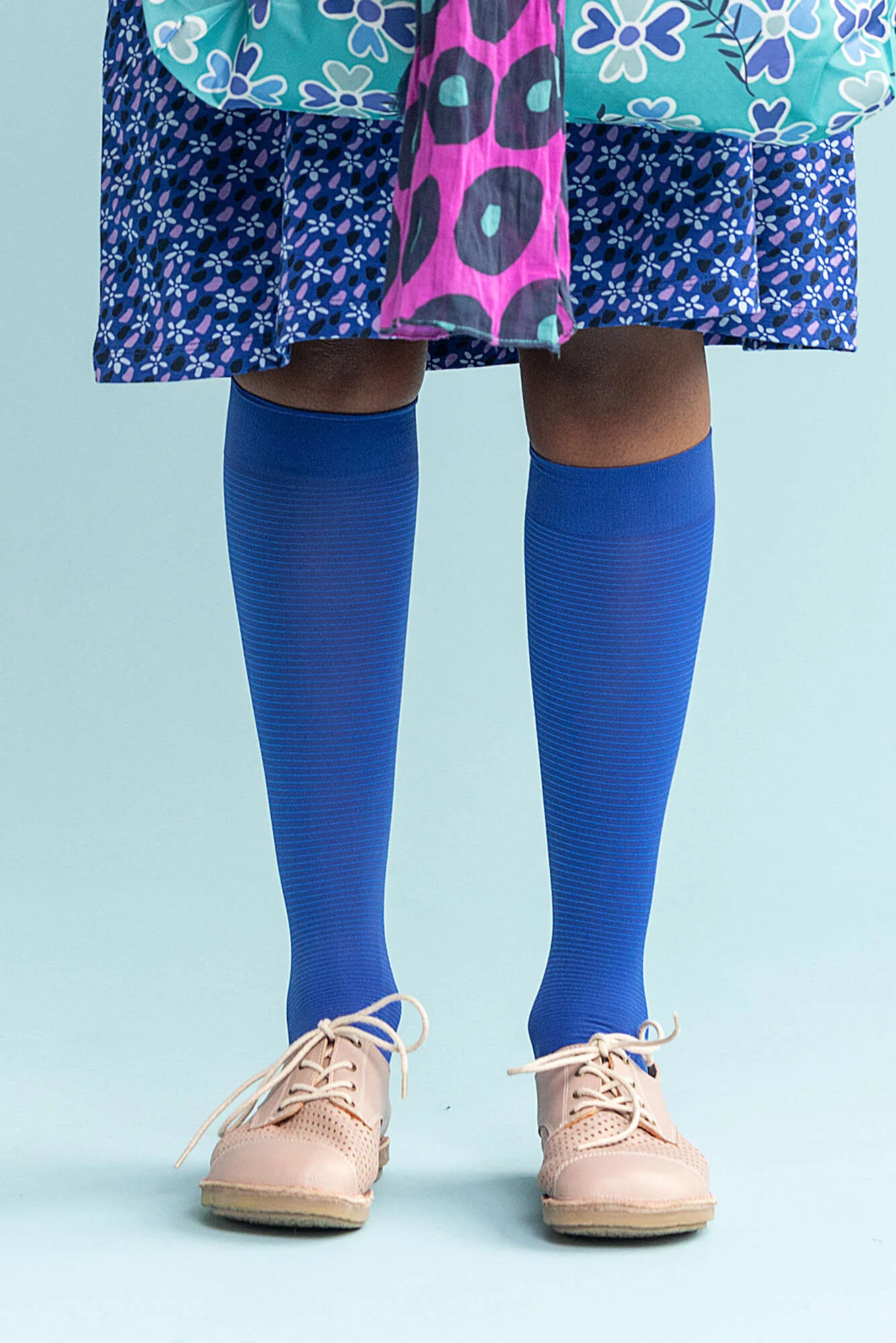 Striped knee-highs in recycled polyamide