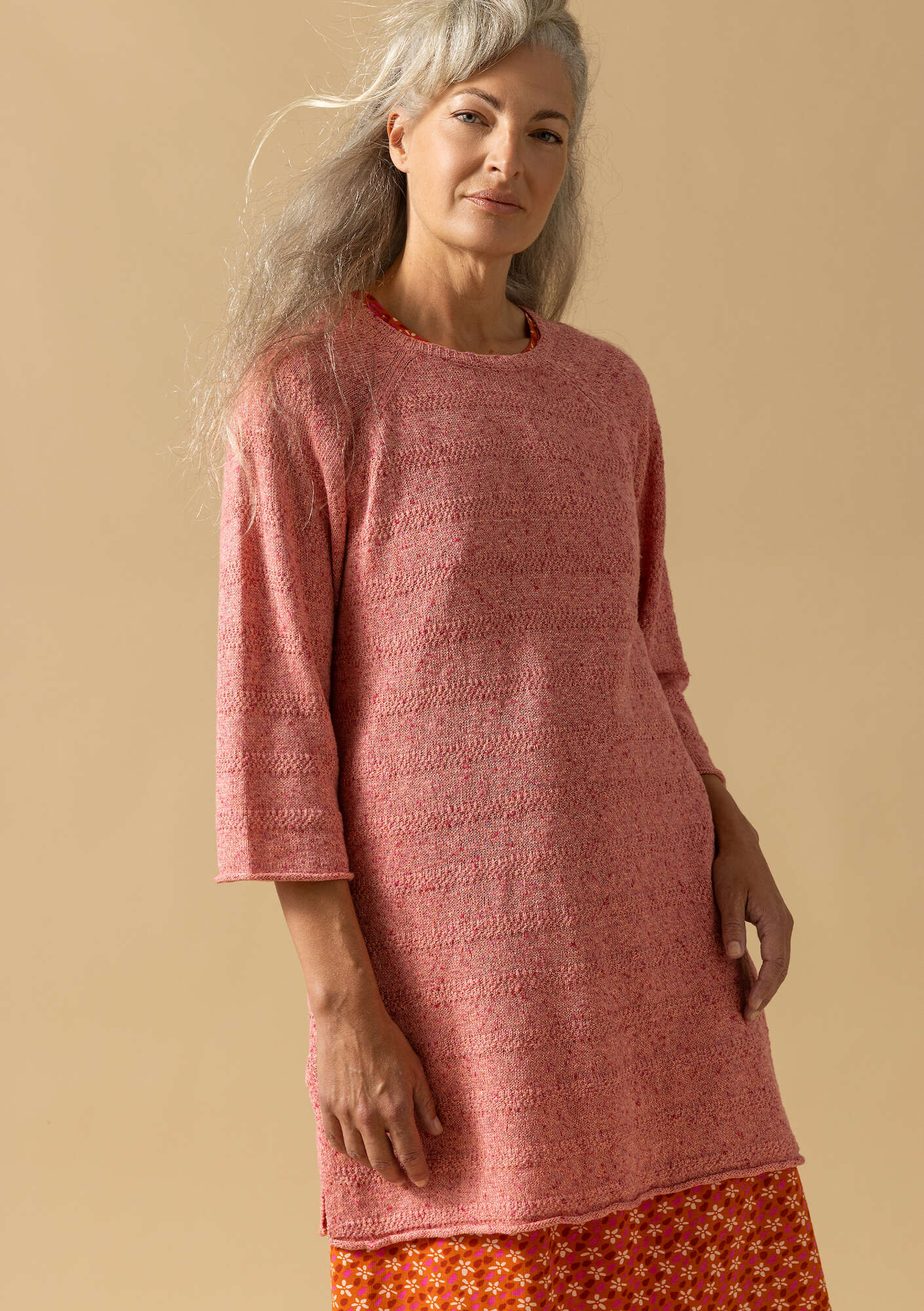 Linen/recycled cotton knit sweater